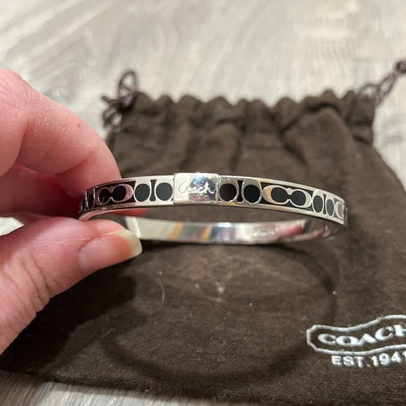 Coach Black and Silver Bangle Bracelet - Picture 1 of 2
